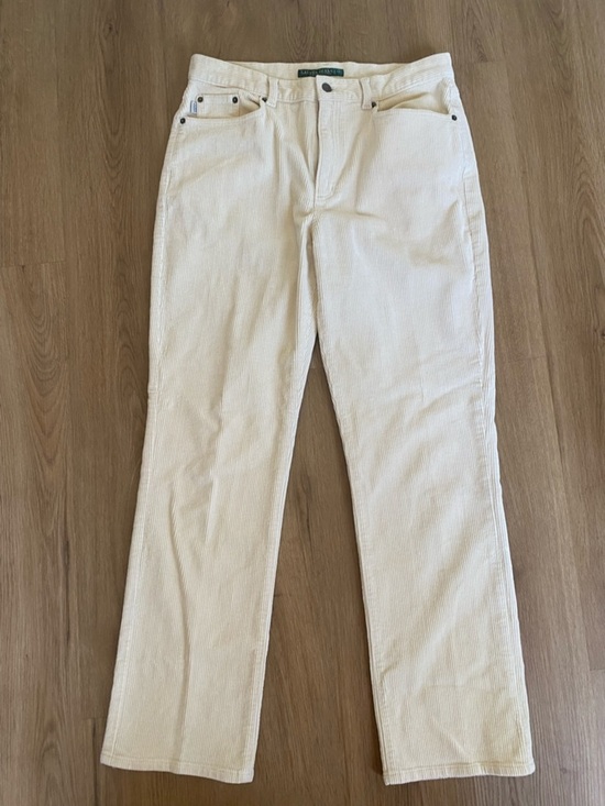 Ralph Lauren Pants - Ralph Lauren White Cream Corduroy Straight-Leg Pants